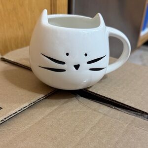 Cat Face Ceramic Mug - White